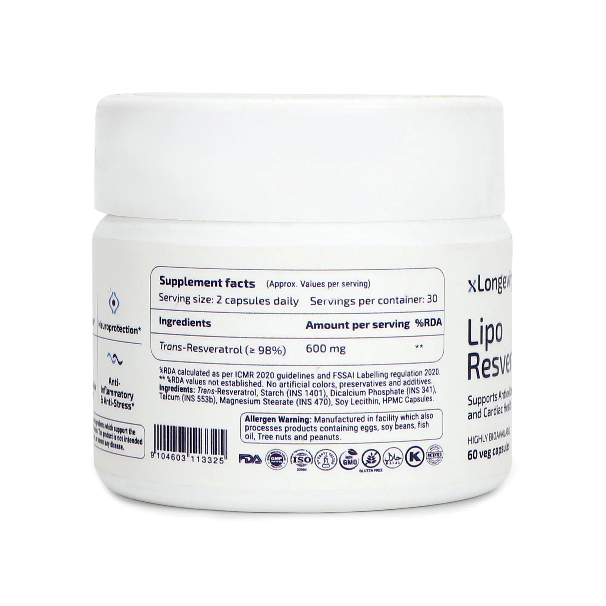 Lipo Resveratrol supplement facts